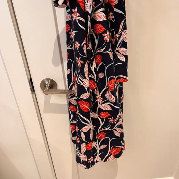 Draper James Black Floral 100% Linen Wrap Midi Dress Size 0 - Picture 4 of 10